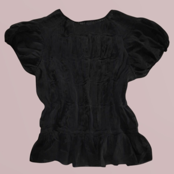 MAURICE'S WOMEN'S BLACK LOLITA/PARCIE STYLE CRINKLED CHIFFON BLOUSE SZ. MED - Picture 3 of 6